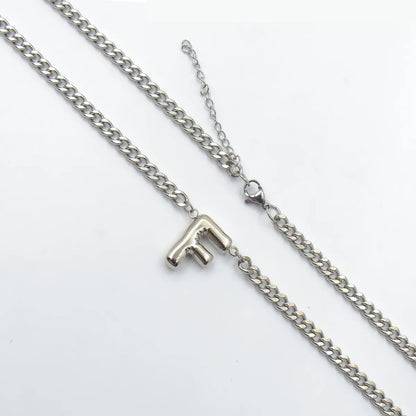 201 Stainless Steel 304 Stainless Steel 18K Gold Plated Simple Style Letter Pendant Necklace