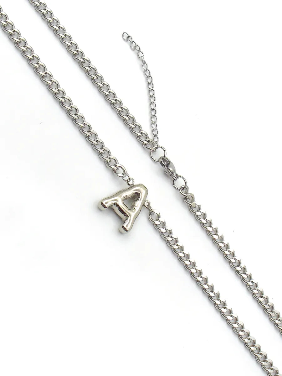 201 Stainless Steel 304 Stainless Steel 18K Gold Plated Simple Style Letter Pendant Necklace