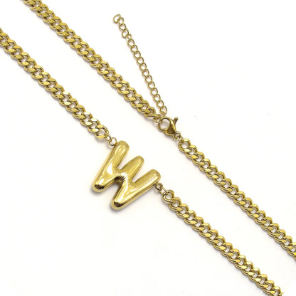 201 Stainless Steel 304 Stainless Steel 18K Gold Plated Simple Style Letter Pendant Necklace