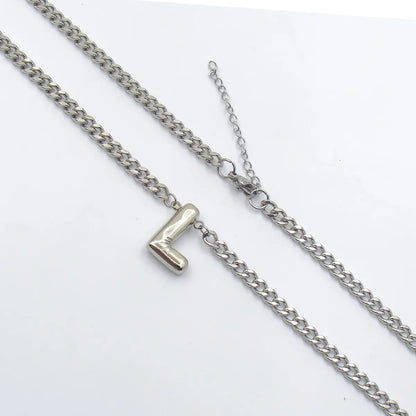 201 Stainless Steel 304 Stainless Steel 18K Gold Plated Simple Style Letter Pendant Necklace