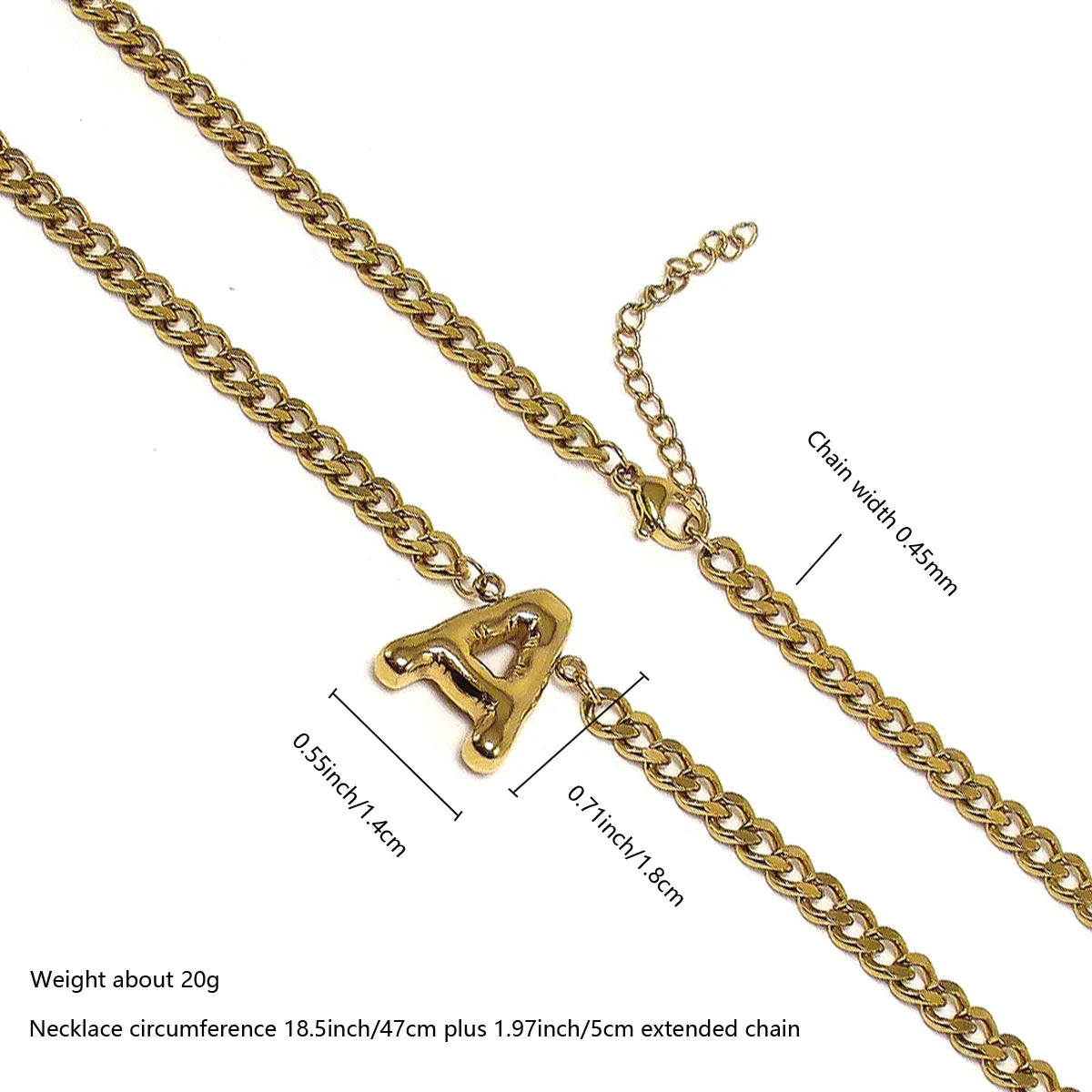 201 Stainless Steel 304 Stainless Steel 18K Gold Plated Simple Style Letter Pendant Necklace