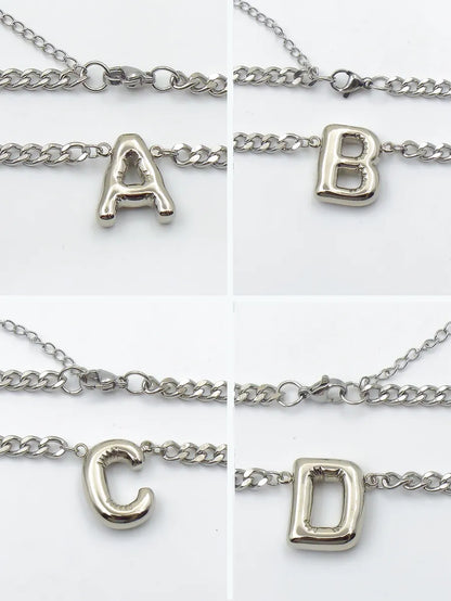 201 Stainless Steel 304 Stainless Steel 18K Gold Plated Simple Style Letter Pendant Necklace