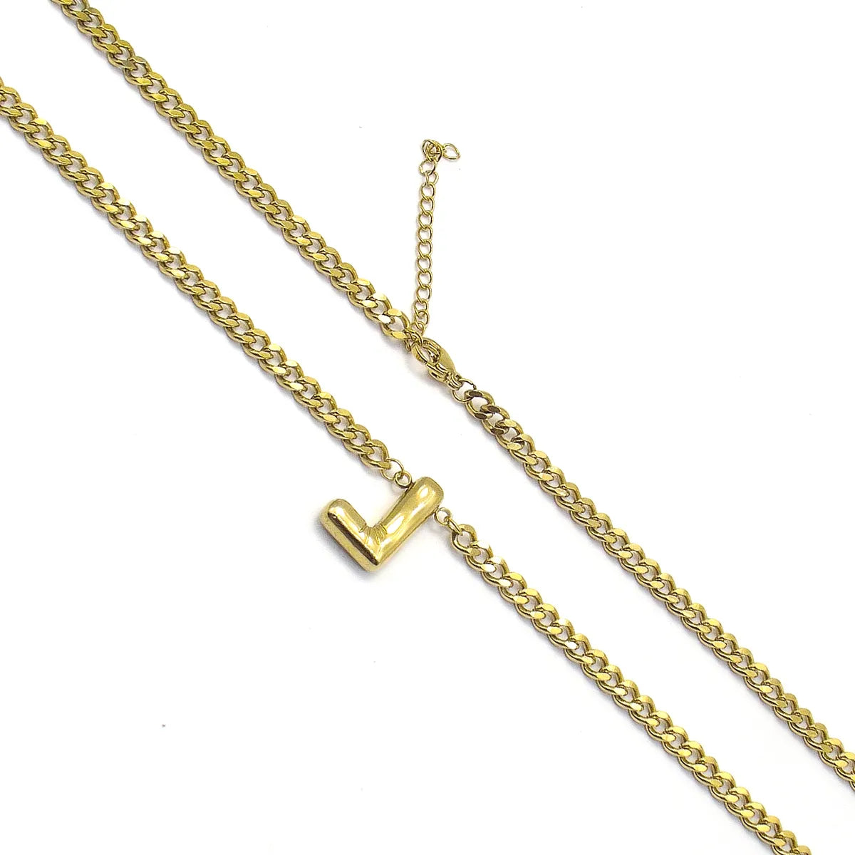 201 Stainless Steel 304 Stainless Steel 18K Gold Plated Simple Style Letter Pendant Necklace