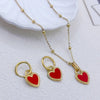 201 Stainless Steel 304 Stainless Steel 18K Gold Plated Simple Style Plating Inlay Heart Shape Rhinestones Jewelry Set