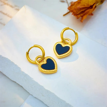 201 Stainless Steel 304 Stainless Steel 18K Gold Plated Simple Style Plating Inlay Heart Shape Rhinestones Jewelry Set