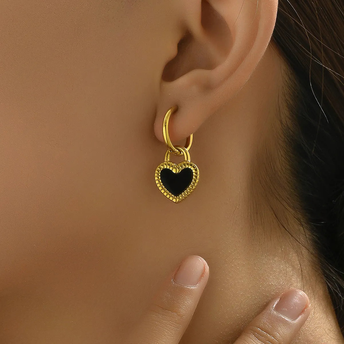 201 Stainless Steel 304 Stainless Steel 18K Gold Plated Simple Style Plating Inlay Heart Shape Rhinestones Jewelry Set