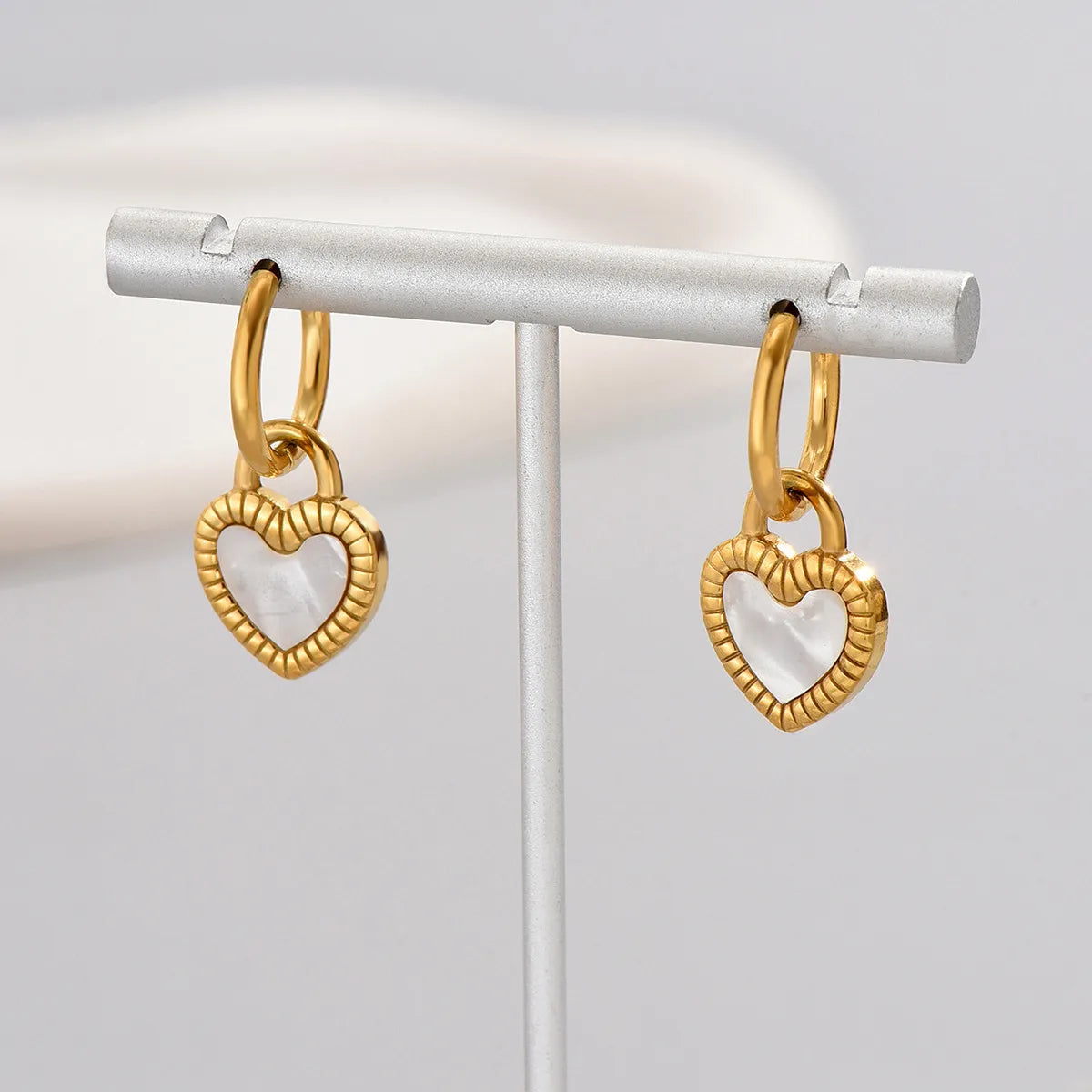 201 Stainless Steel 304 Stainless Steel 18K Gold Plated Simple Style Plating Inlay Heart Shape Rhinestones Jewelry Set