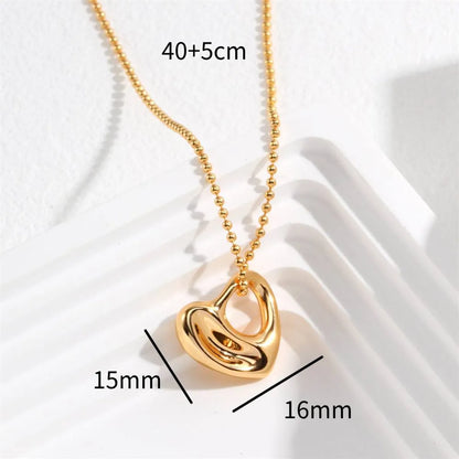 201 Stainless Steel 304 Stainless Steel Gold Plated Casual Simple Style Plating Heart Shape Pendant Necklace