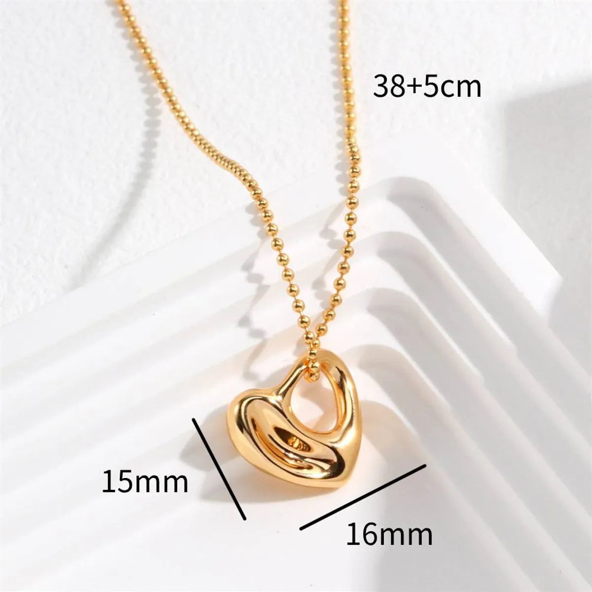 201 Stainless Steel 304 Stainless Steel Gold Plated Casual Simple Style Plating Heart Shape Pendant Necklace