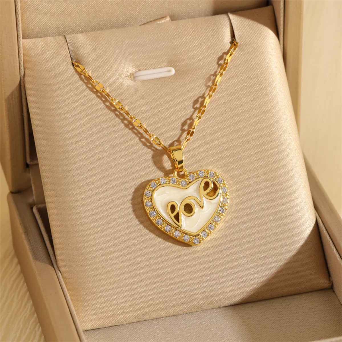 201 Stainless Steel Brass 18K Gold Plated Hollow Out Inlay Cross Heart Shape Life Tree Zircon Pendant Necklace