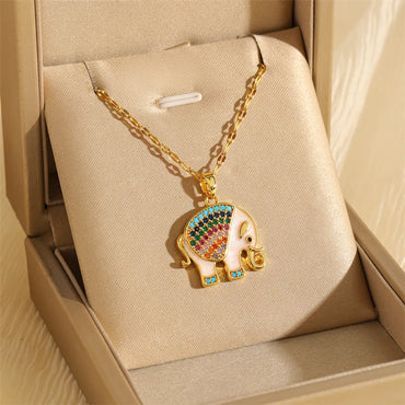 201 Stainless Steel Brass 18K Gold Plated Hollow Out Inlay Cross Heart Shape Life Tree Zircon Pendant Necklace