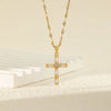 201 Stainless Steel Brass 18K Gold Plated Simple Style Classic Style Inlay Cross Zircon Pendant Necklace