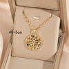201 Stainless Steel Brass 18K Gold Plated Simple Style Classic Style Plating Inlay Heart Shape Life Tree Eye Zircon Pendant Necklace
