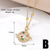 201 Stainless Steel Copper 18K Gold Plated Hollow Out Inlay Star Moon Zircon Pendant Necklace