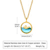 201 Stainless Steel Copper 18K Gold Plated Hollow Out Whale Glass Pendant Necklace