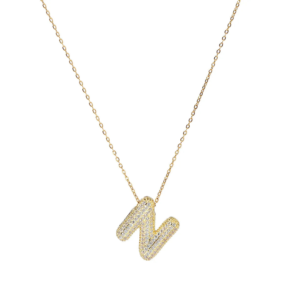 201 Stainless Steel Copper 18K Gold Plated Simple Style Inlay Letter Zircon Pendant Necklace