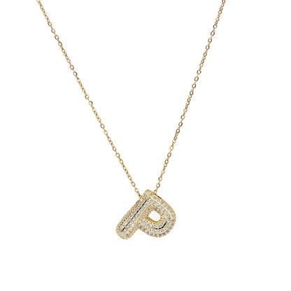 201 Stainless Steel Copper 18K Gold Plated Simple Style Inlay Letter Zircon Pendant Necklace