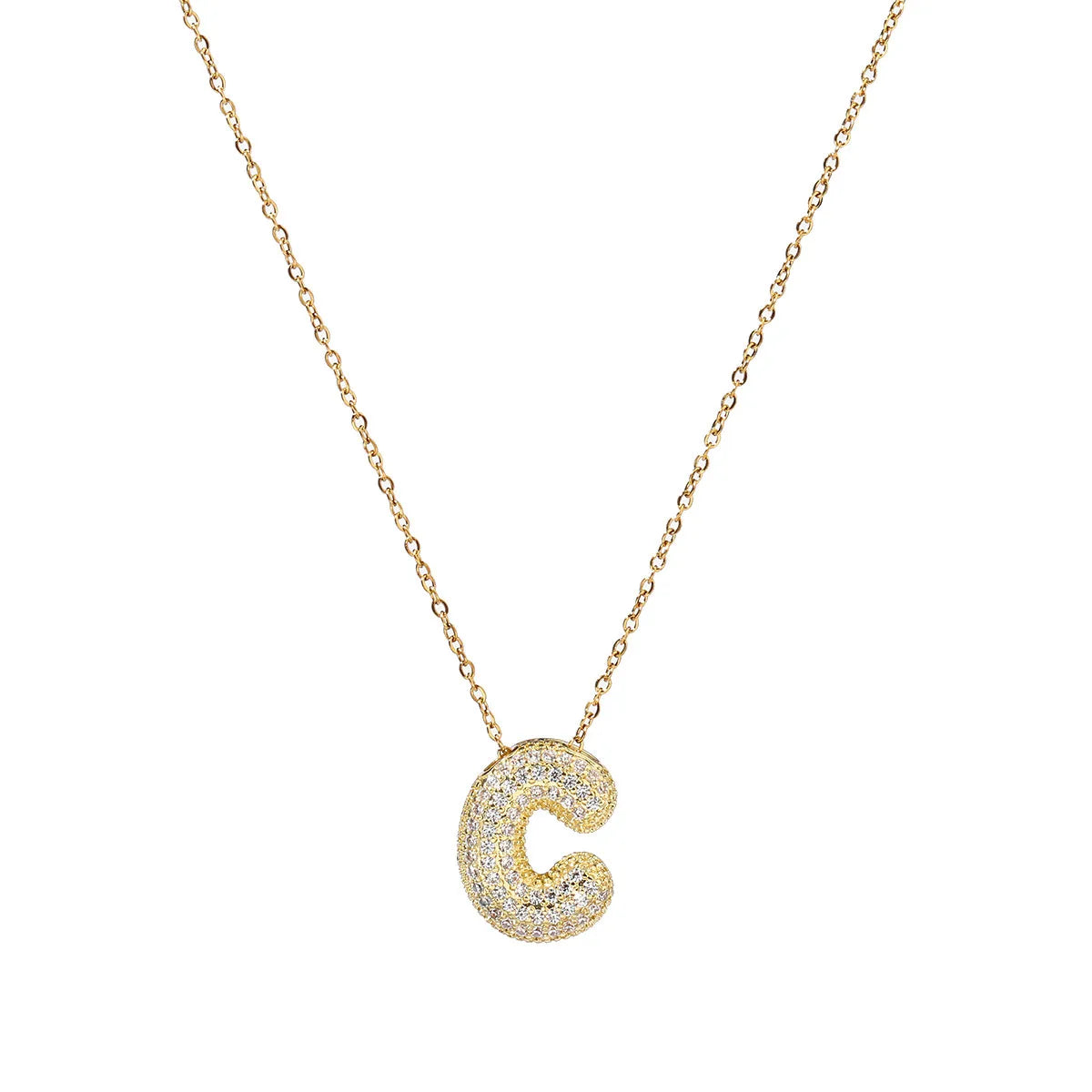 201 Stainless Steel Copper 18K Gold Plated Simple Style Inlay Letter Zircon Pendant Necklace