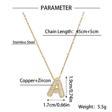 201 Stainless Steel Copper 18K Gold Plated Simple Style Inlay Letter Zircon Pendant Necklace