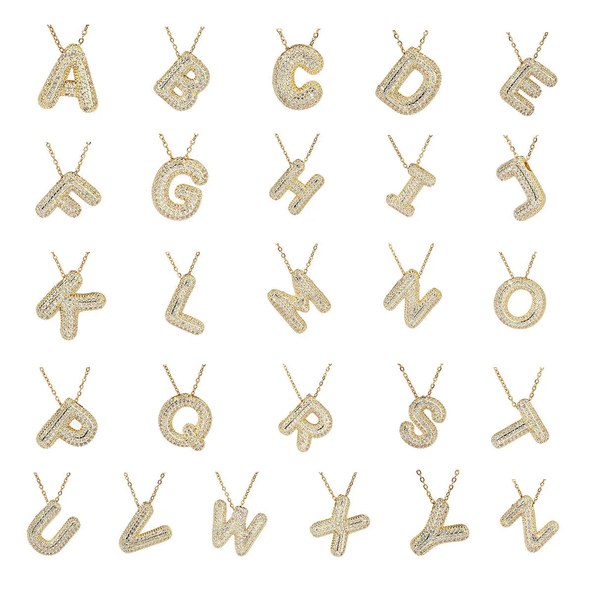 201 Stainless Steel Copper 18K Gold Plated Simple Style Inlay Letter Zircon Pendant Necklace