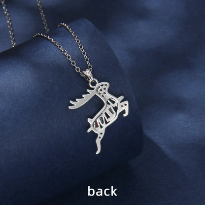 201 Stainless Steel Copper Gold Plated Inlay Deer Zircon Pendant Necklace