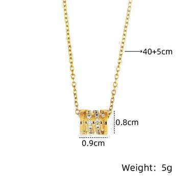 201 Stainless Steel Copper Gold Plated Inlay Geometric Zircon Pendant Necklace