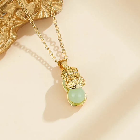 201 Stainless Steel Copper Gold Plated Plating Inlay Peanut Resin Pendant Necklace