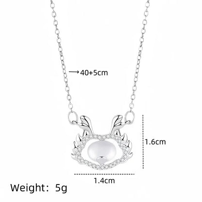 201 Stainless Steel Copper Plating Inlay Dragon Resin Zircon Pendant Necklace