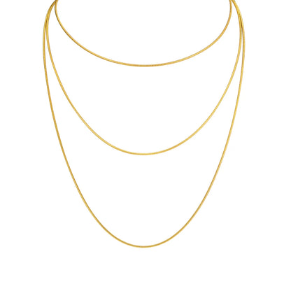 201 Stainless Steel Gold Plated Simple Style Solid Color Three Layer Necklace