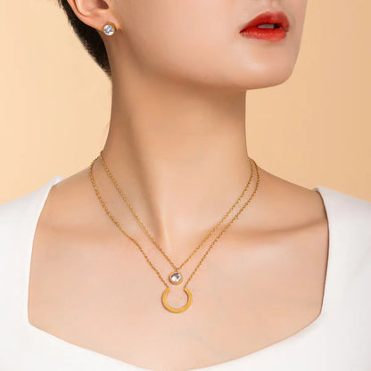 201 Stainless Steel Imitation Gold  Round Jewelry Set