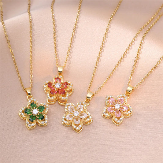 201 Stainless Steel Plating Inlay Bow Knot Zircon Pendant Necklace