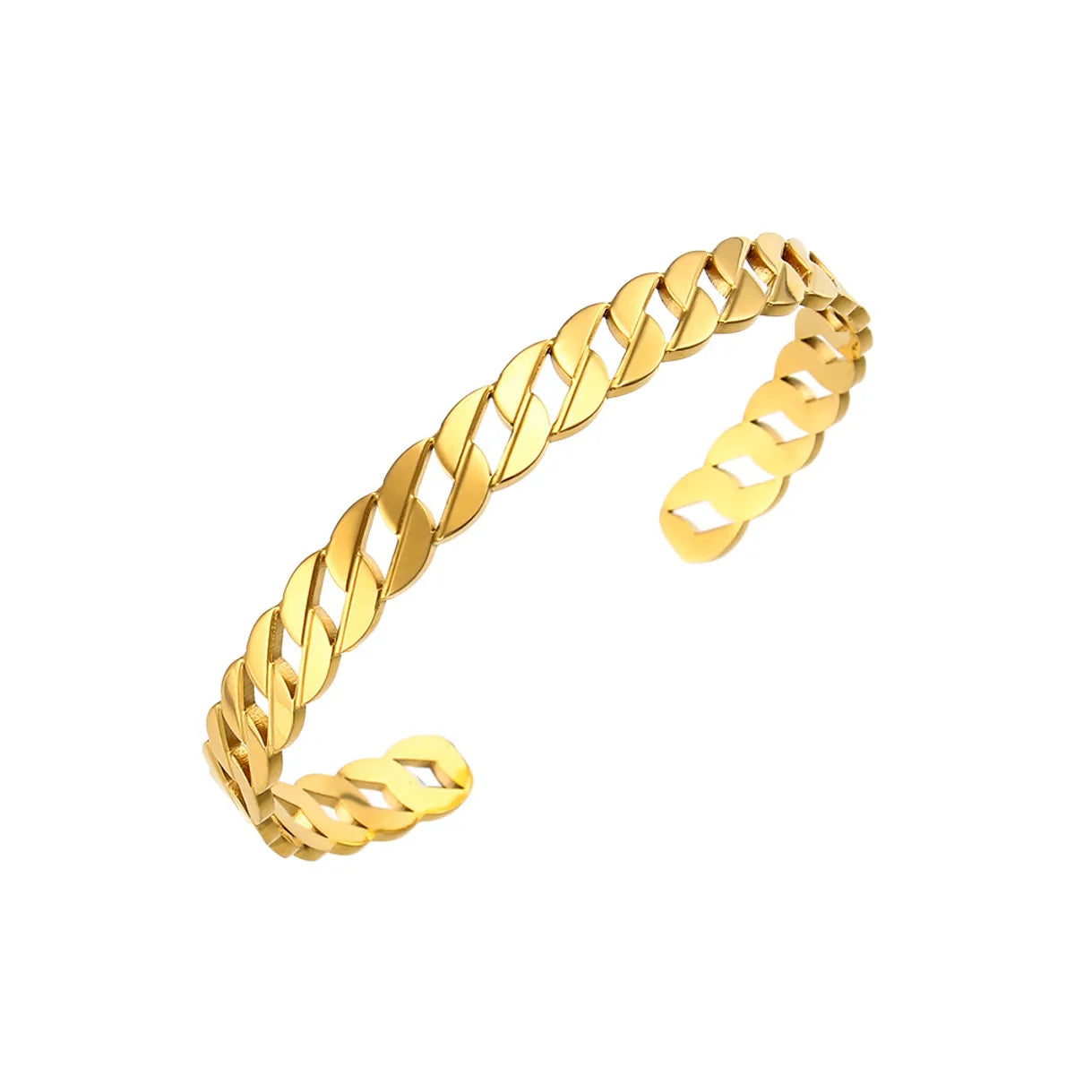 Lady Geometric 304 Stainless Steel 18K Gold Plated Zircon Bangle In Bulk