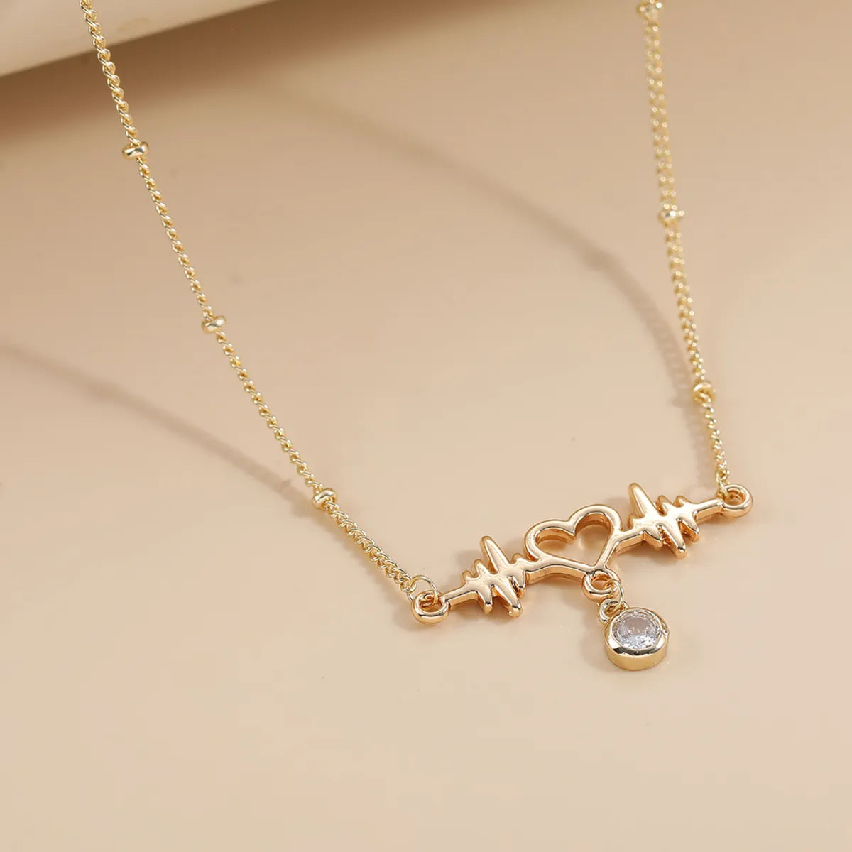 2022 New Fashion Creative Heart Ecg Pendant Titanium Steel Clavicle Chain Necklace