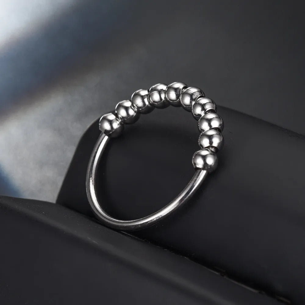 New Fashion Decompression Rotatable Couple Stainless Steel Tail Ring