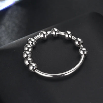 New Fashion Decompression Rotatable Couple Stainless Steel Tail Ring