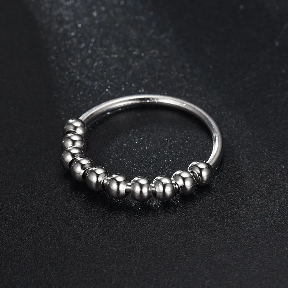 New Fashion Decompression Rotatable Couple Stainless Steel Tail Ring