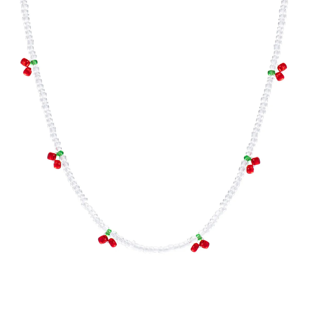 New Fashion Elegant Clavicle Chain Transparent Handmade Beaded Cherry Necklace