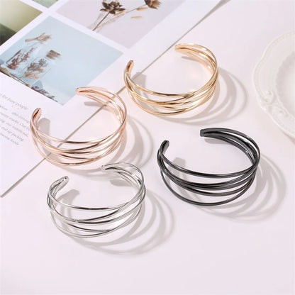 New Fashion Simple Geometric Cross Opening Metal Bracelet