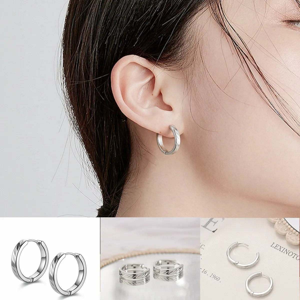 Fashion Rhombus Carving Titanium Steel Earrings