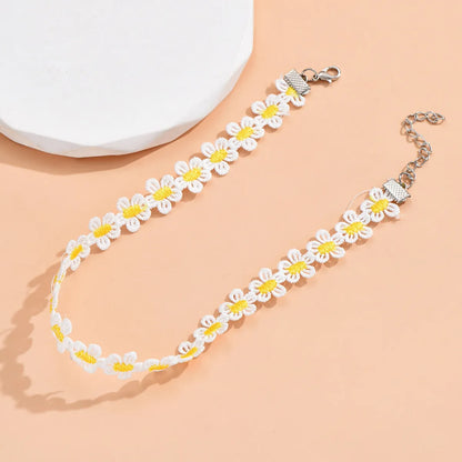 New Fashion Yellow Little Daisy Lace Choker Flower Necklace Wholesale