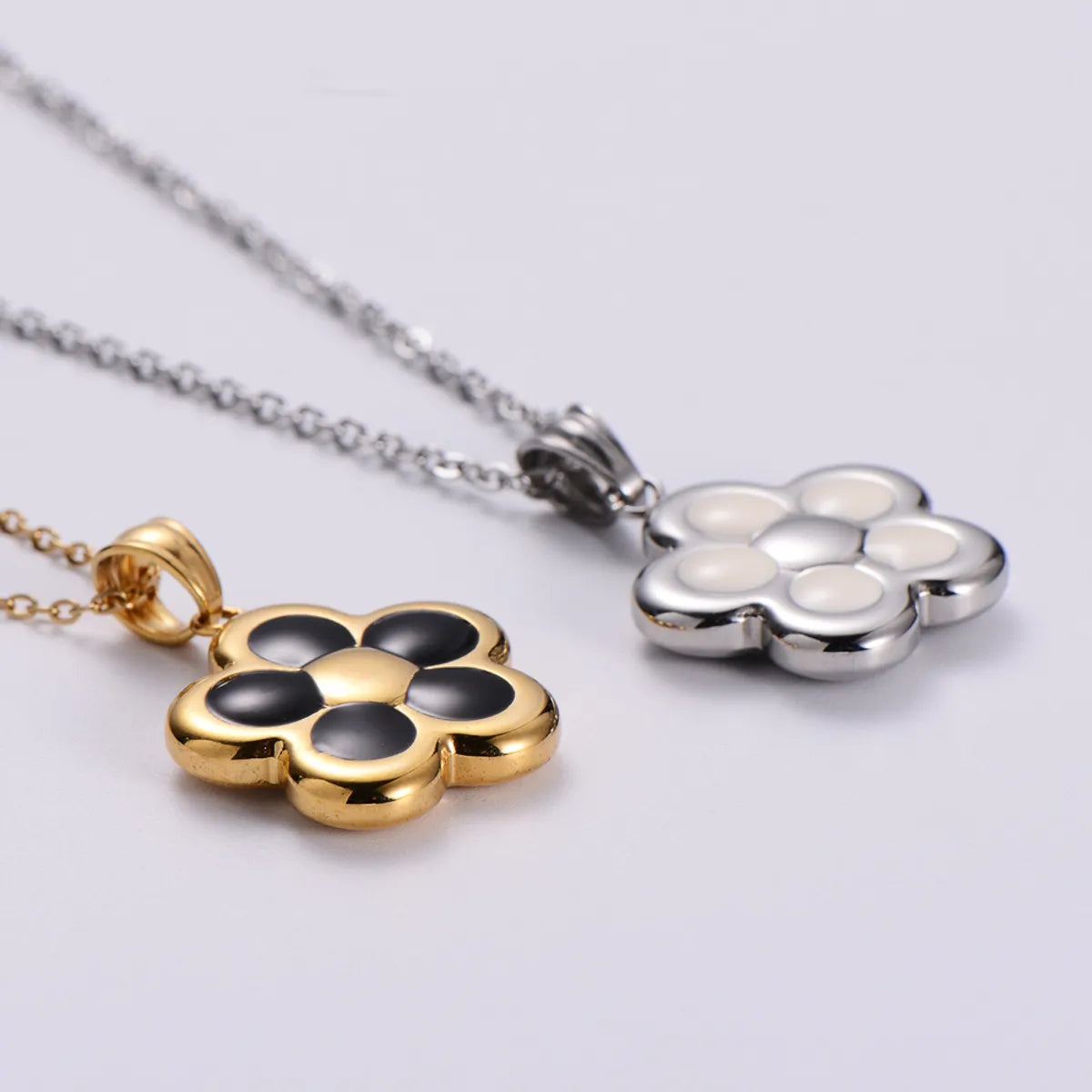 New Plum Blossom Drop Oil Gold Plated Necklace Ear Stud Set