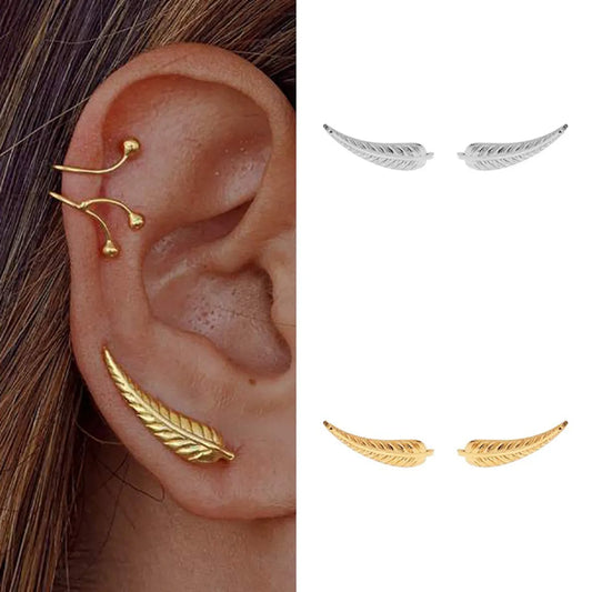 New Style Leaves Shape Copper Gold-plated Stud Earrings