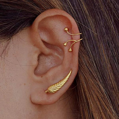 New Style Leaves Shape Copper Gold-plated Stud Earrings