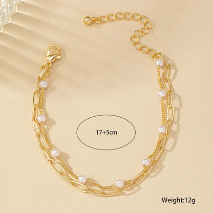 Basic Geometric Imitation Pearl Plating Women's Bracelets