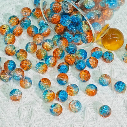 2024 Summer New 10mm Glass Bead Glass Chipping Beads DIY Accessories Ice Crack Two-Tone Gradient Bracelet Loose Beads