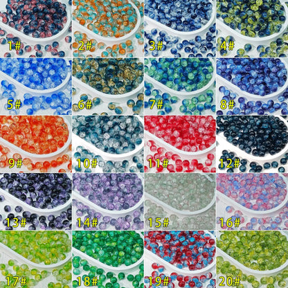 2024 Summer New 10mm Glass Bead Glass Chipping Beads DIY Accessories Ice Crack Two-Tone Gradient Bracelet Loose Beads