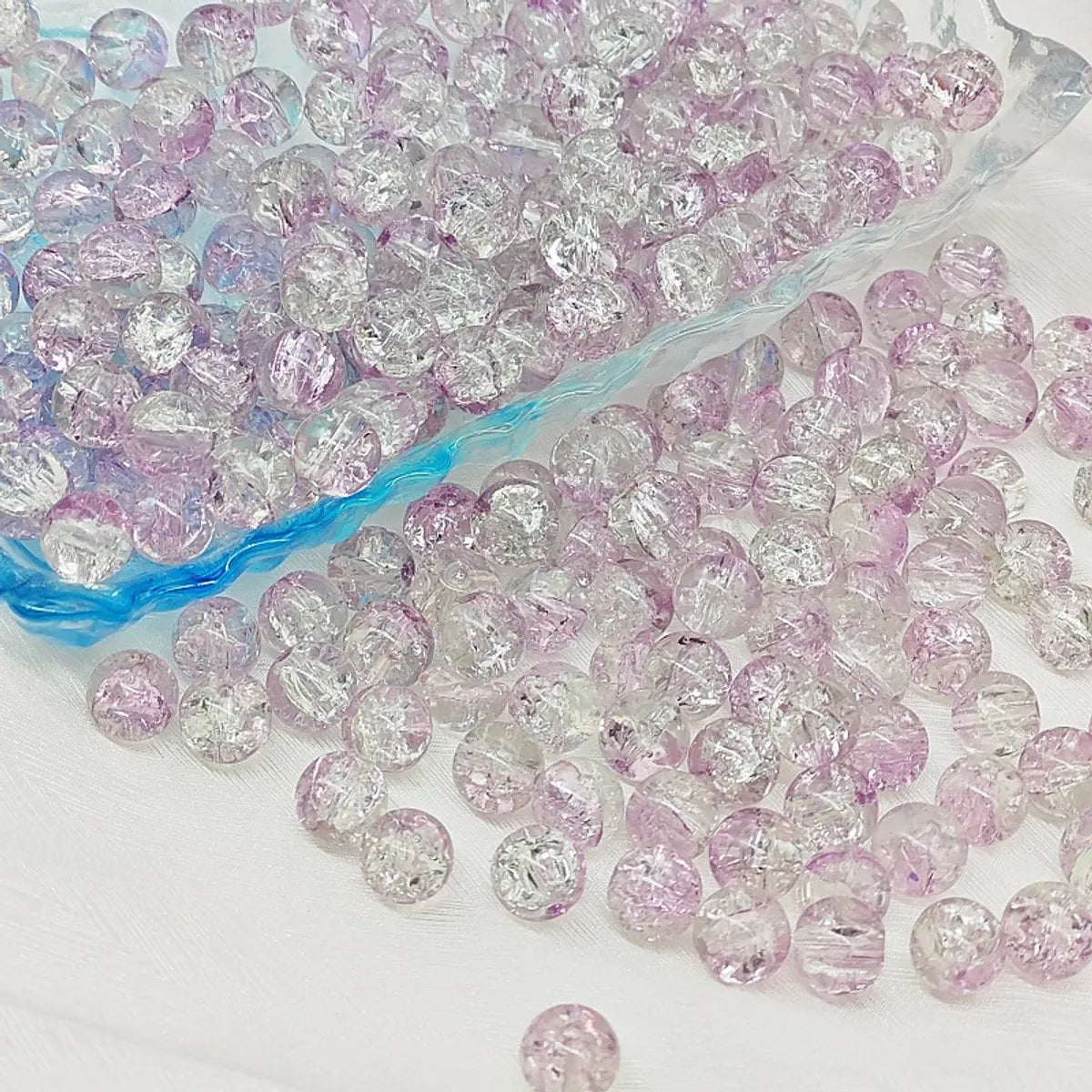 2024 Summer New 10mm Glass Bead Glass Chipping Beads DIY Accessories Ice Crack Two-Tone Gradient Bracelet Loose Beads