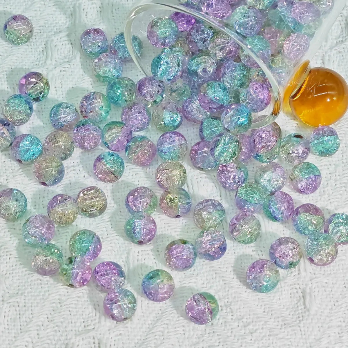 2024 Summer New 10mm Glass Bead Glass Chipping Beads DIY Accessories Ice Crack Two-Tone Gradient Bracelet Loose Beads