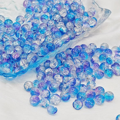 2024 Summer New 10mm Glass Bead Glass Chipping Beads DIY Accessories Ice Crack Two-Tone Gradient Bracelet Loose Beads