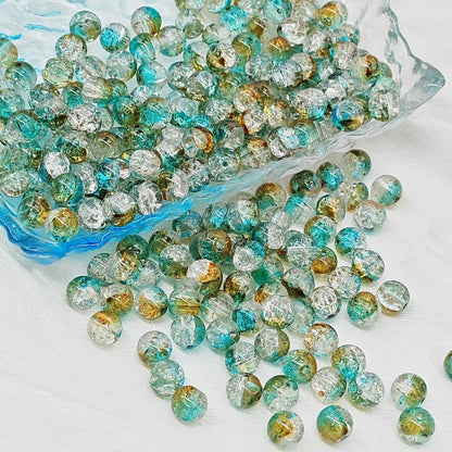 2024 Summer New 10mm Glass Bead Glass Chipping Beads DIY Accessories Ice Crack Two-Tone Gradient Bracelet Loose Beads